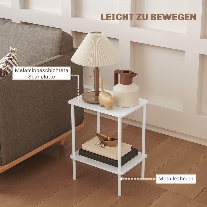 Produktbild Swisshandel24 Beistelltisch, 2-stufiger Moderner Couchtisch mit Aufbewahrungsfach, Weiss