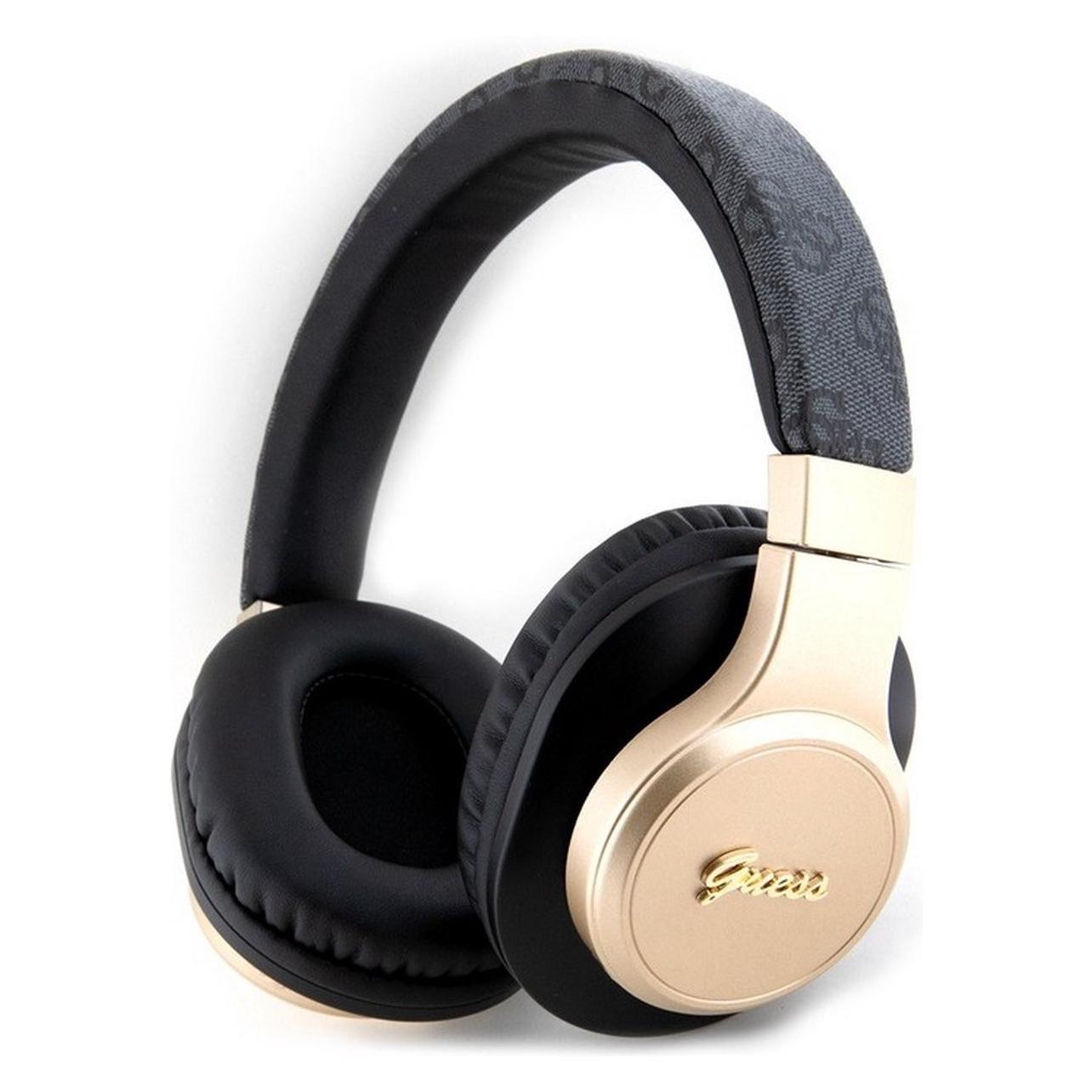 Guess Wireless Leather Headphone With Metal Logo (Actieve Ruisonderdrukking, 32 h, Draadloze), Koptelefoon, Zwart