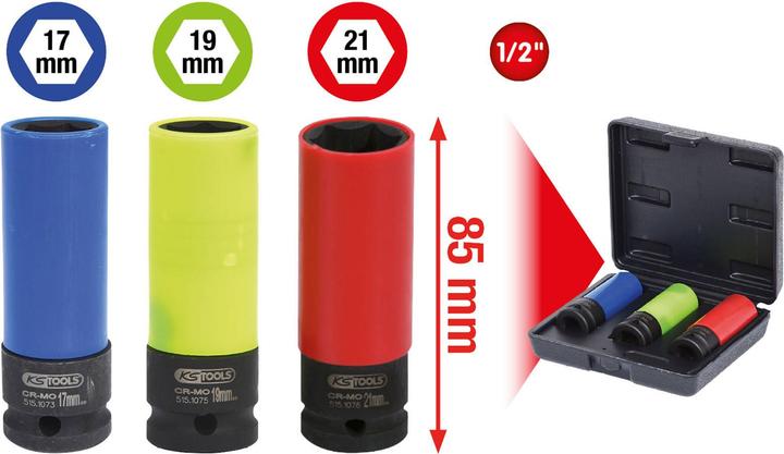 Image du produit KS Tools Jeu de douilles (21 mm, 18 mm, 20 mm, 19 mm, 17 mm)
