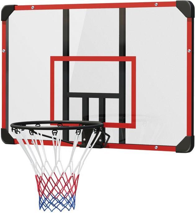 Actual product image Swisshandel24 Basketballkorb, Basketballbrett mit Korb, Wandmontage, für Outdoor, Stahl, rot