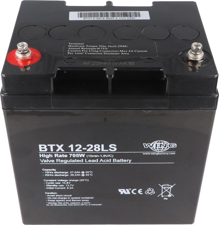 Immagine prodotto AccuCell Wing BTX12-28LS 12V 28Ah batteria al piombo ad alta corrente AGM al piombo e gel ad alta velocità (12 V, 28 Ah)