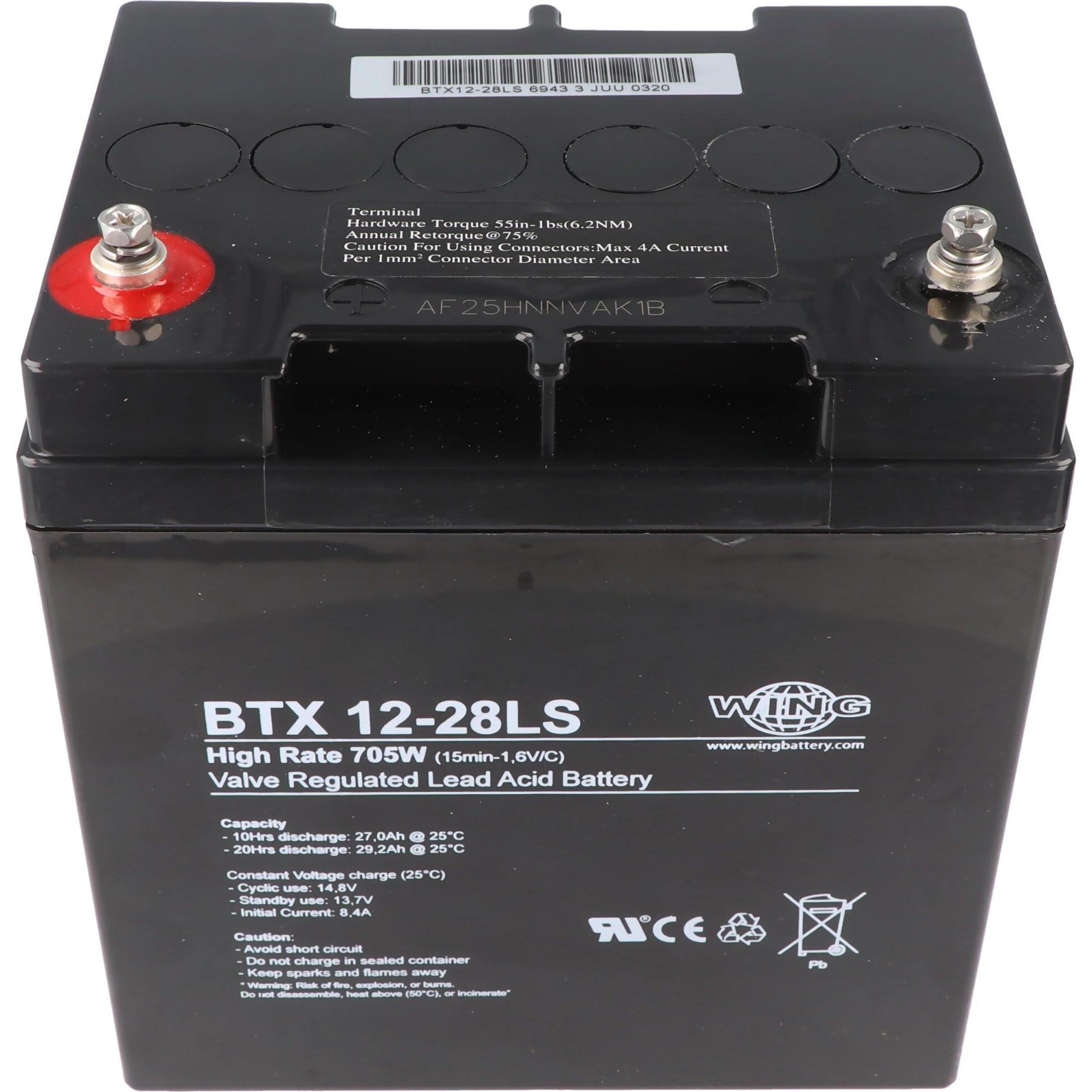 AccuCell, Versorgungsbatterie, Wing BTX12-28LS 12V 28Ah high rate hochstromfähig Bleiakku AGM Blei Gel Akku (12 V, 28 Ah...