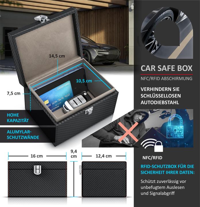Produktbild Aplic Schlüsseltasche NFC/RFID Schutzbox, Keyless Go Schutz Box, Autoschlüssel Abschirmung, SafeBox