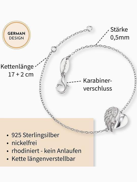 Actual product image Engelsrufer Bracelet heart wings (17.50 cm, 925 silver)