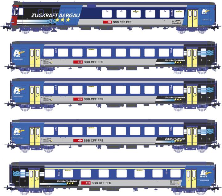 Produktbild Piko SBB Set 5-tlg RE ZUGKRAFT AARGAU 1x BDt 1x A 3x B mit IB Ep. V AC (Spur H0)