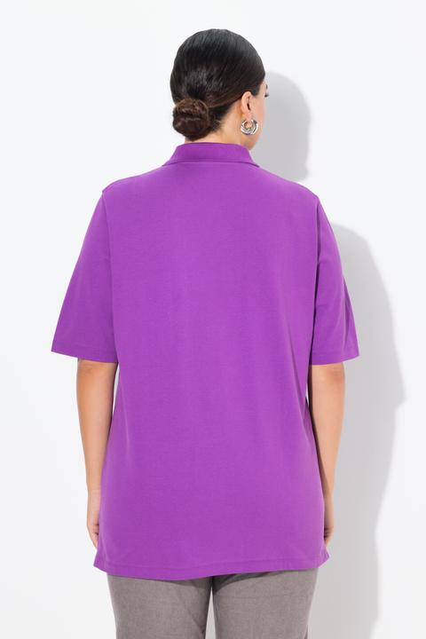 Immagine prodotto Ulla Popken Maglia polo in piqué con abbottonatura con nastro di velluto e mezze maniche (68)