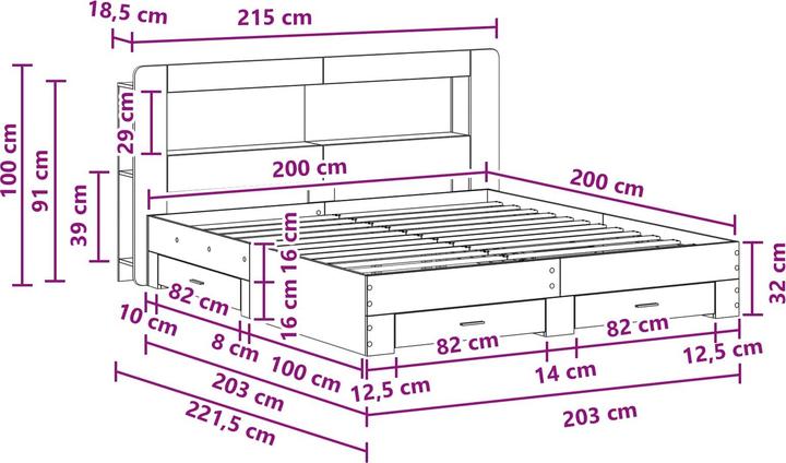 Produktbild vidaXL Bettrahmen (200 x 200 cm)