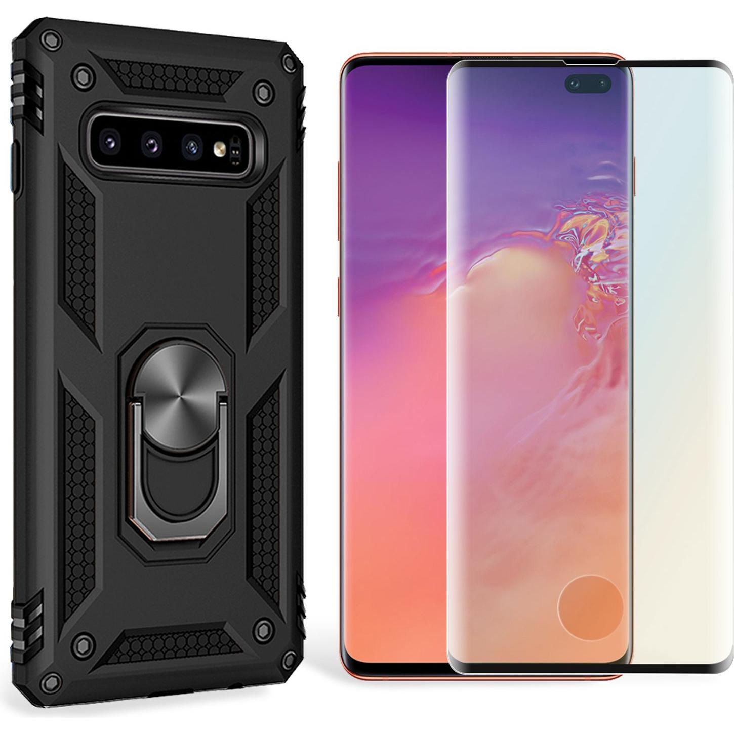 Nalia Ring Hülle (Samsung Galaxy S10+), Smartphone Hülle, Schwarz