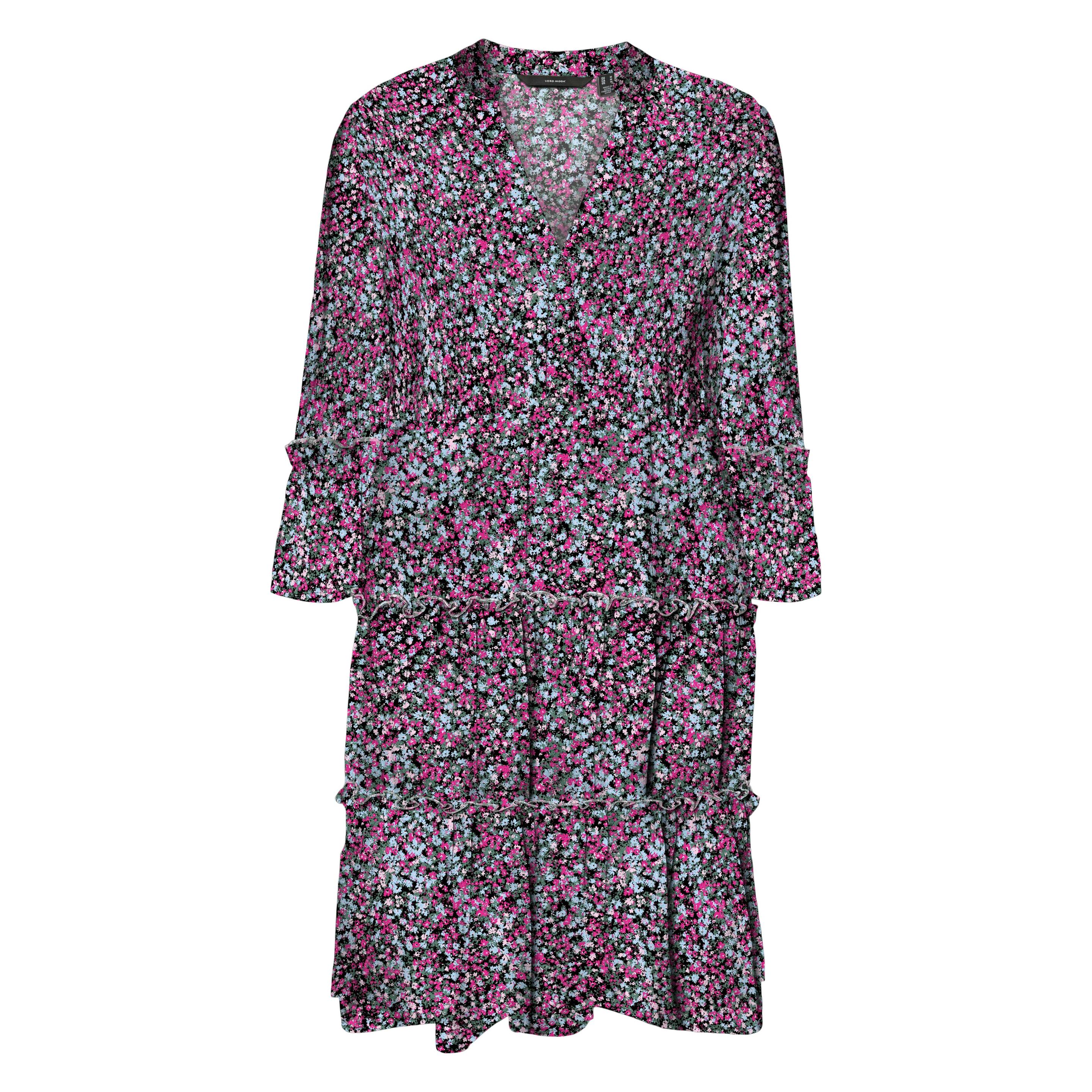 Vero Moda, Damen, Kleider, Vmeasy Joy 3/4 Short Dress Wvn Ga, Schwarz, (M)