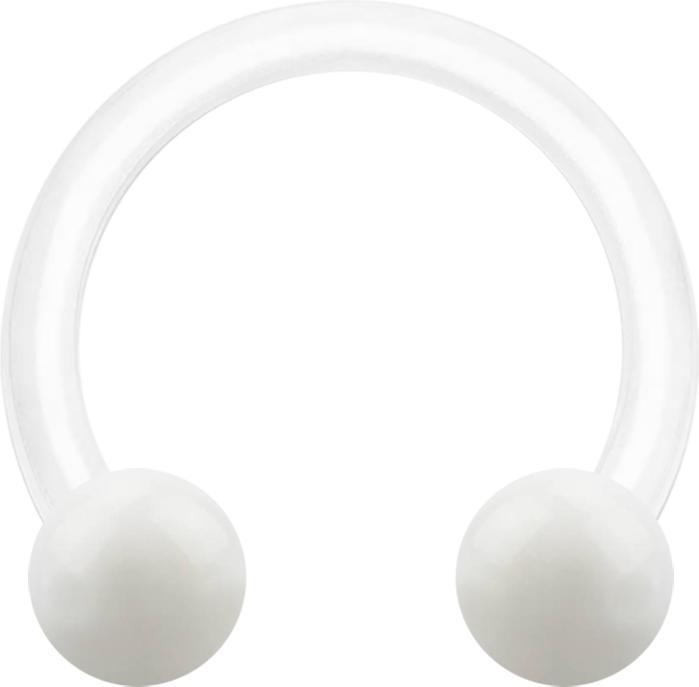 Produktbild Star Piercing Circular Barbell weiss mit zwei Kugeln (Kunststoff)