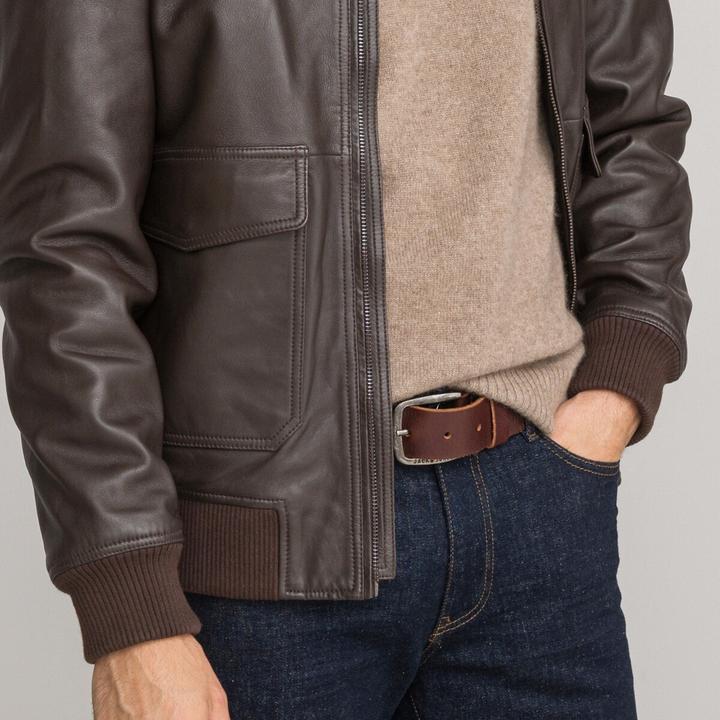 Image du produit La Redoute Collections Veste en cuir style bomber (M)