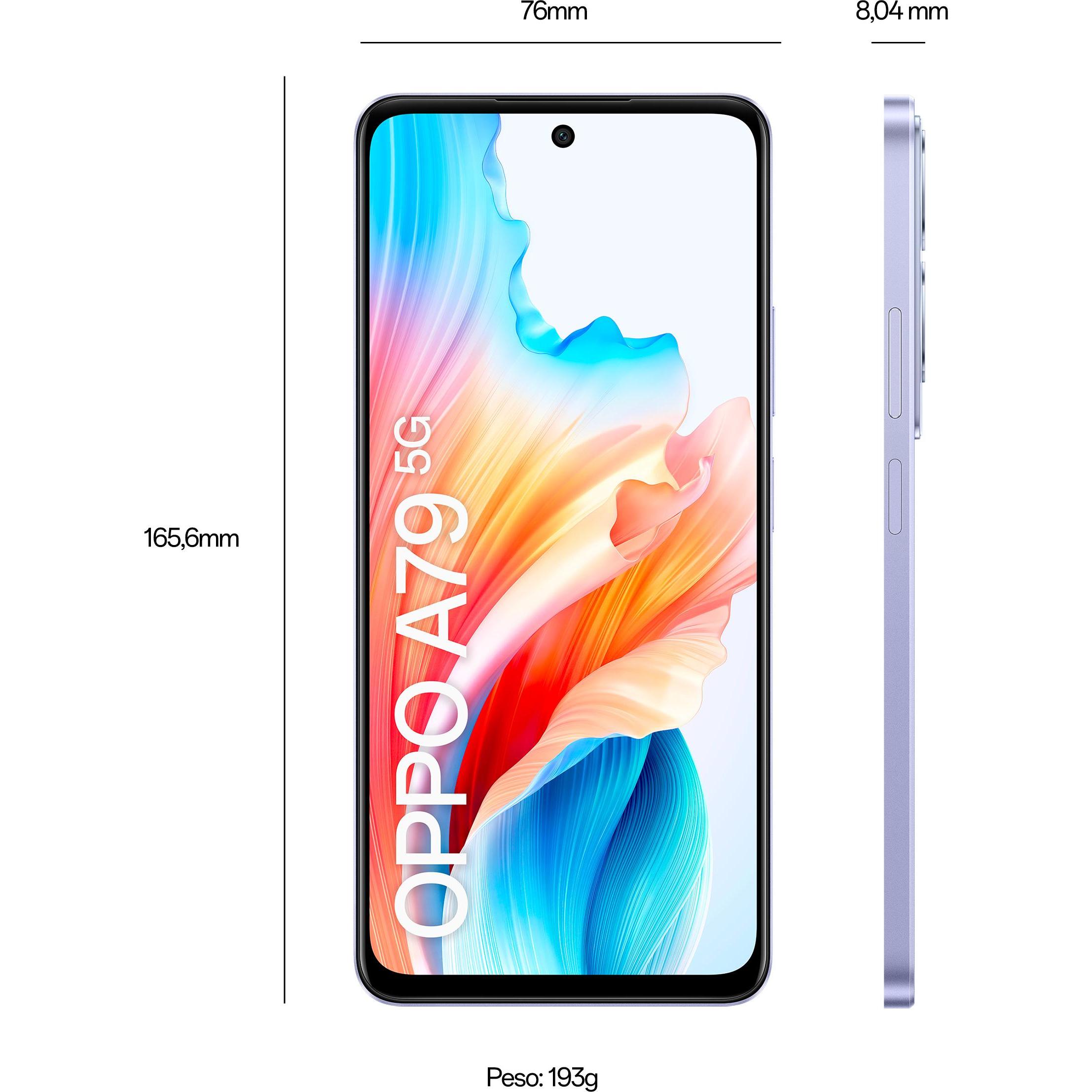 OPPO A79 (256 GB, Dazzling Purple, 6.72", Dual SIM, 5G), Smartphone, Violett