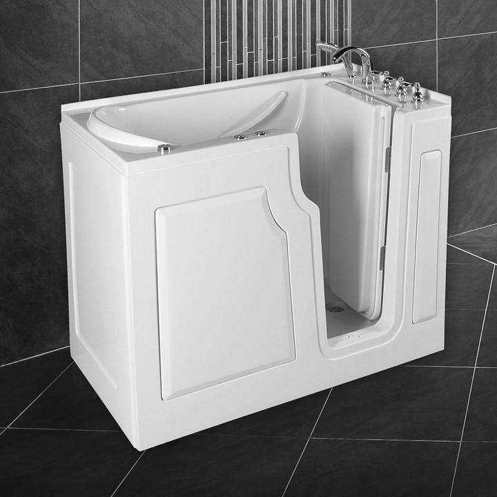 PureHaven Seniorenbadewanne 122x71 cm mit Whirlpool-Funktion Wasserdüsen integrierter Tür für leicht (71 cm, 122 cm)