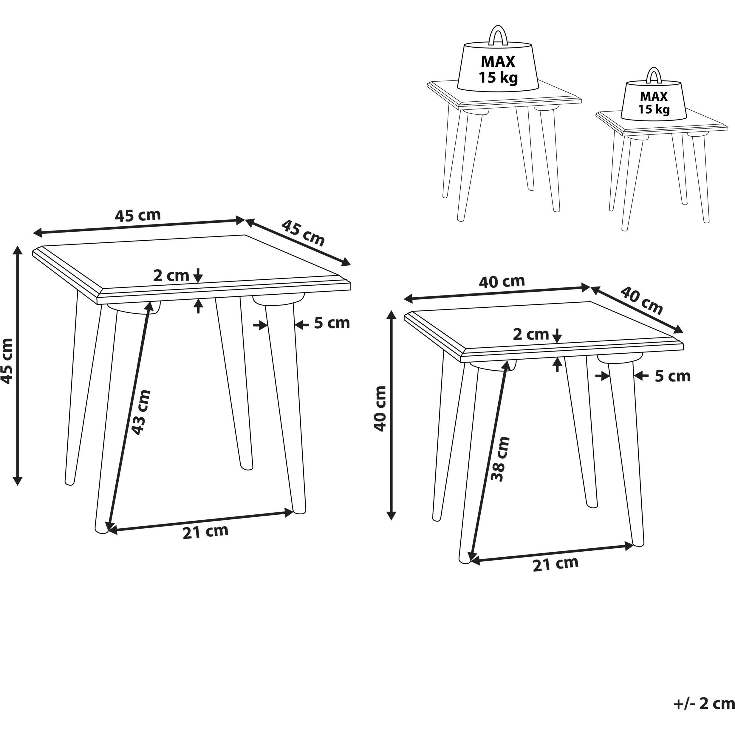 Thumbnail - Beliani, Couchtisch + Beistelltisch, Belidha (45 x 45 x 45 cm)