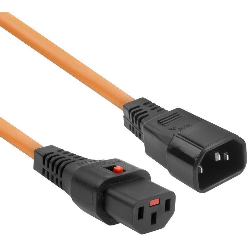 Iec Lock 230V connection cable C13 lockable - C14 orange 3.00 m (3 m), Stromkabel
