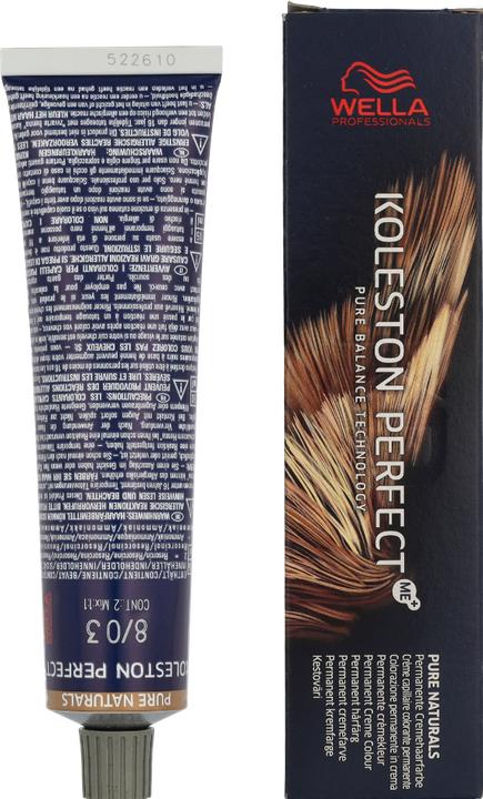 Image du produit Wella Koleston Perfect Me+ Pure Naturals (8/03 blond clair blond clair naturel-or)