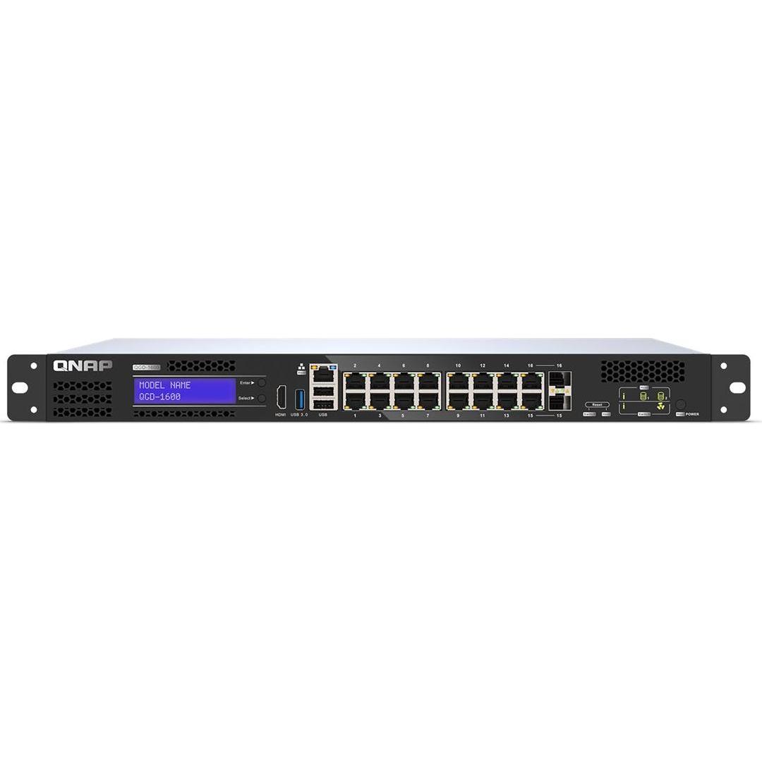 QNAP QGD-1600: 16 1GbE ports with 2 RJ45 (16 Ports), Netzwerk Switch, Schwarz