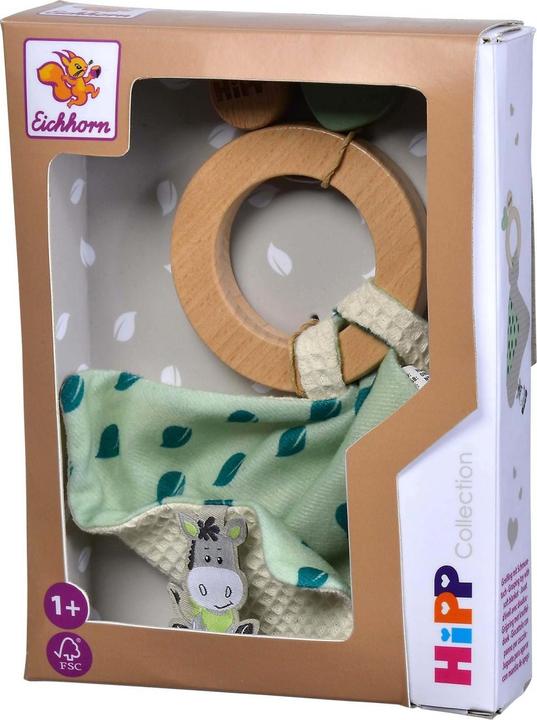 Actual product image Eichhorn Baby HIPP Wooden Teething Ring with Cuddle Cloth