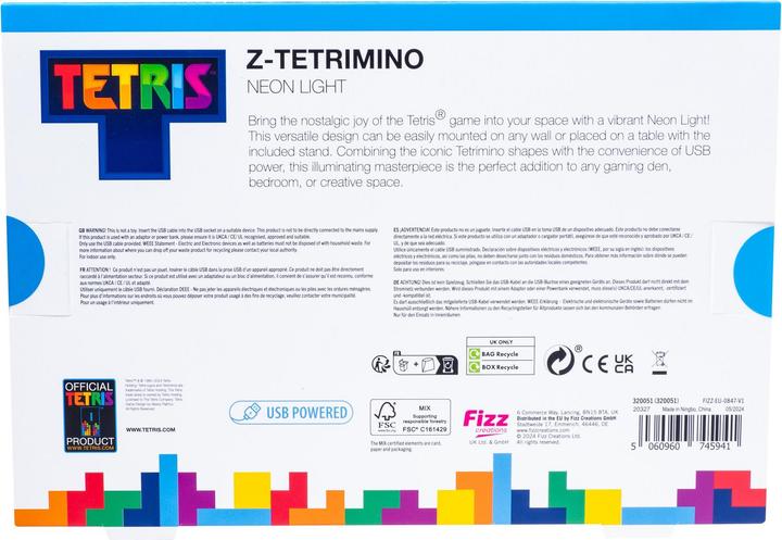 Actual product image Fizz Creations Tetris Red Z Tetrimino Neon Light Retro Gaming Lamp | Officially Licensed | USB Power