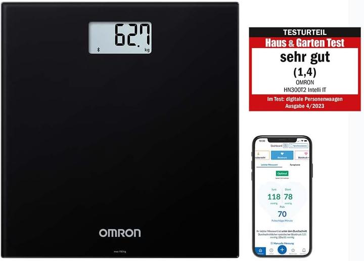 Produktbild Omron HN300T2 Intelli IT Rectangle Black Electronic personal scale (150 kg)