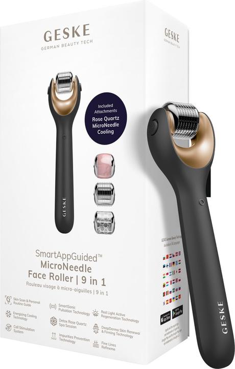 Actual product image Konjac Sponge Roller do mezoterapii igłowej twarzy 9w1 Geske z Aplikacją (szary)