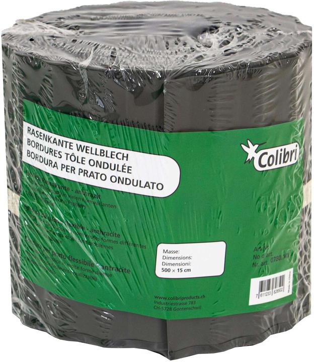 Colibri Lawn Edging Corrugated Metal, Anthracite, 500 x 15 cm (500 cm)