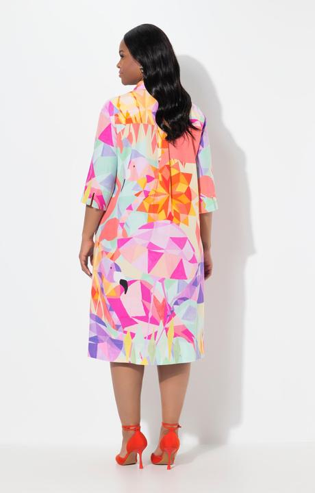 Produktbild Ulla Popken Midi-Lyocellkleid, Flamingos, Hemdkragen, 3/4-Arm (58)