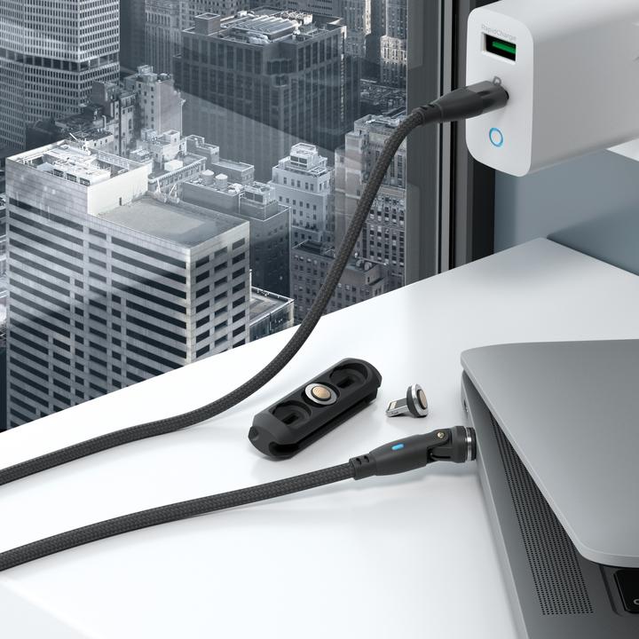 Produktbild RealPower Magnetic cable 100 Watt,1m,black mit Adaptern (1 m, USB 3.2, 100 W)