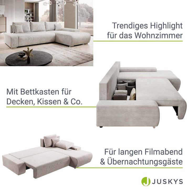 Produktbild Juskys Sofa Iseo Rechts mit Schlaffunktion (2-Sitzer)