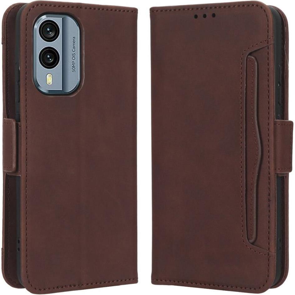 Cover-Discount Nokia X30 - Etui mit vielen Kartenfächer braun (Nokia X30), Smartphone Hülle, Braun