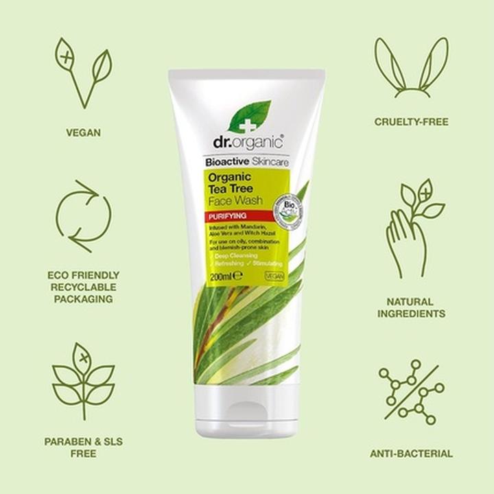 Produktbild Dr. Organic BIOACTIVE ORGANIC Teebaum Gesichtswasser 200 ml (Reinigungstücher Gesicht, 200 ml)