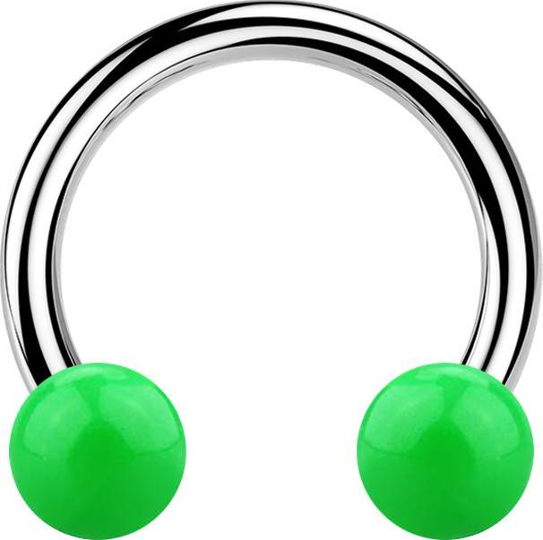 Immagine prodotto Star Piercing Micro Circular Barbell argento con due palline verdi (Materiale sintetico, senza ottone, Acciaio chirurgico 316L)