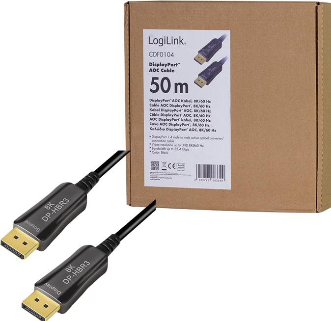 Image du produit LogiLink Câble DisplayPort - DisplayPort (M) (50 m, DisplayPort, 1.4)