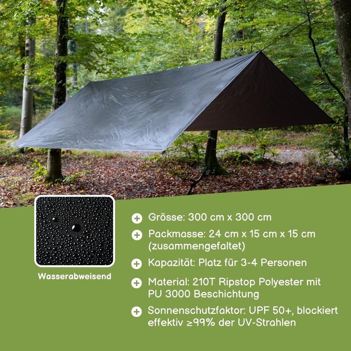Image du produit Hermex Tente Tarp Tente de trekking Tente à voile solaire Couverture de camping Couverture de pique-nique (Bâche, 0.75 kg, 4 personnes)