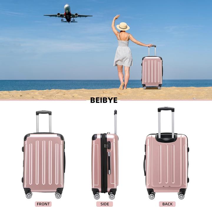 Image du produit Beibye 3-teiliges Hartschalenkoffer-Set mit 4 Zwillingsrollen und Zahlenschloss (115 l)