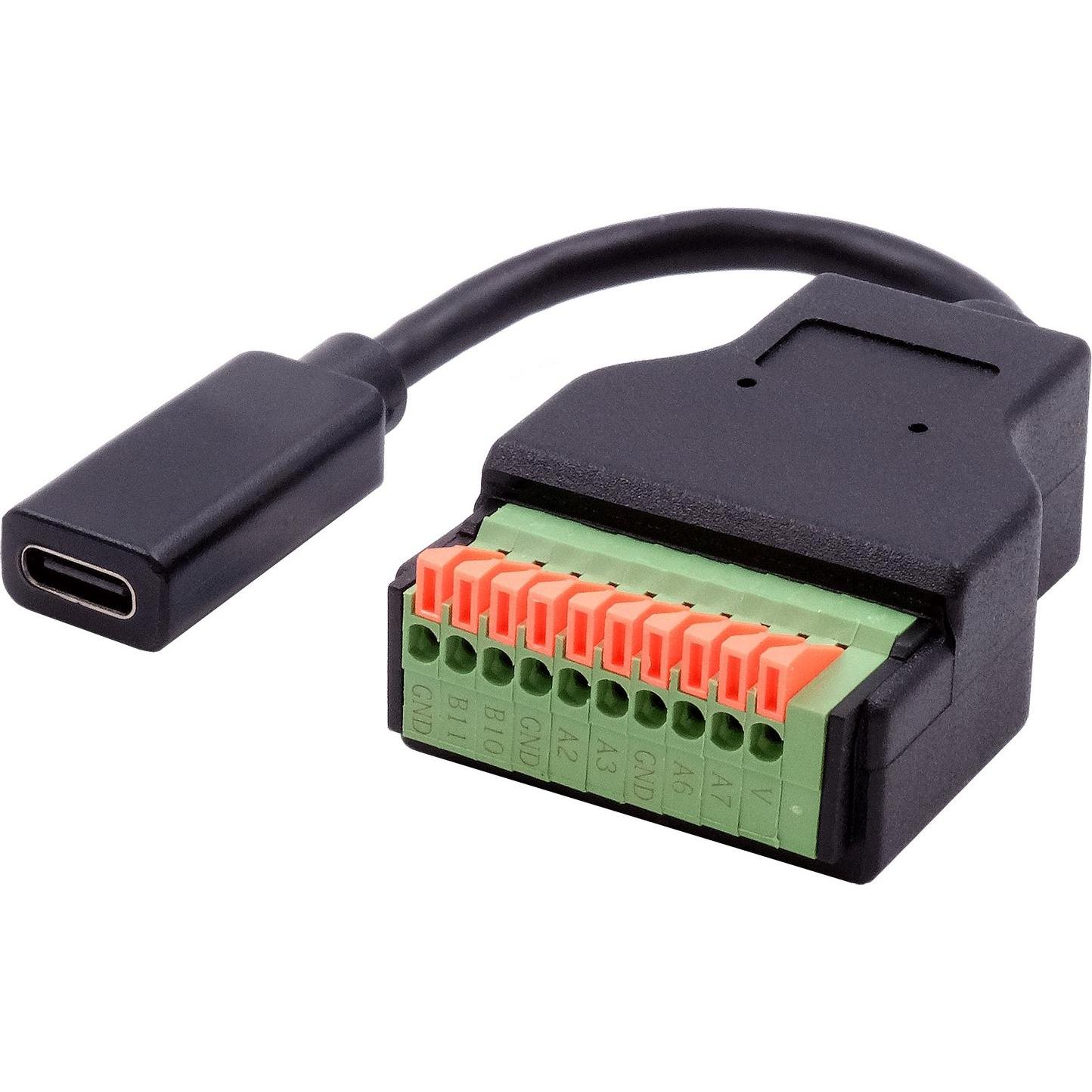 Exsys USB-C Terminal Block Adapter (20 Pin Terminal Block, 15 cm), Data + Video Adapter