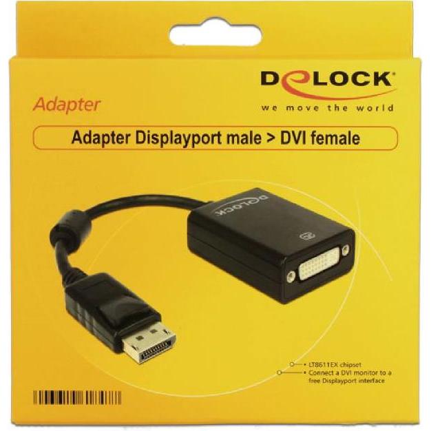 Thumbnail - Delock DP zu (DVI, 12 cm), Data + Video Adapter, Schwarz