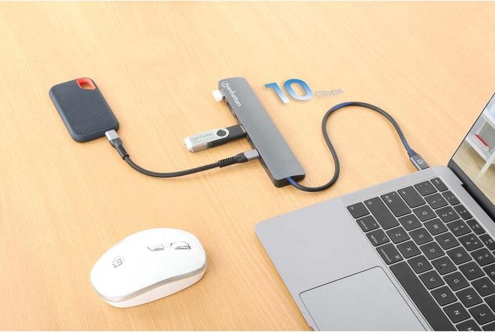 Immagine prodotto Manhattan 7-Port 10G/5G USB-C / USB-A Hub 4+3 mit Power Delivery (USB-C, 7 porte)
