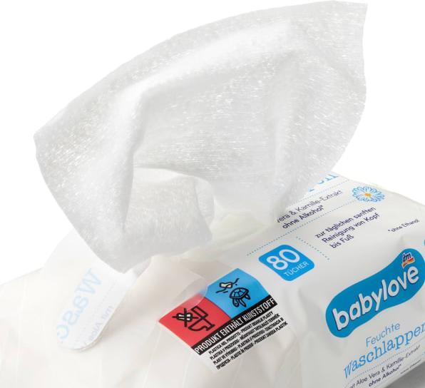 Produktbild dm babylove Feuchte Waschlappen (80 Stück)