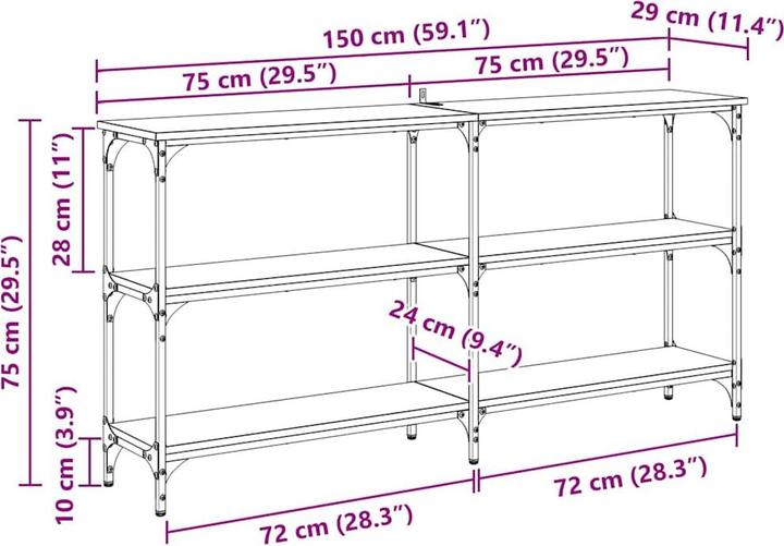 Produktbild vidaXL Konsolentisch (29 x 29 x 75 cm)