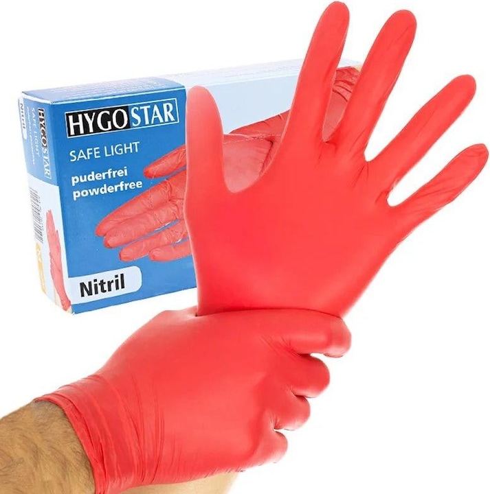 Actual product image Hygostar Nitrile Gloves SL Red M (M)