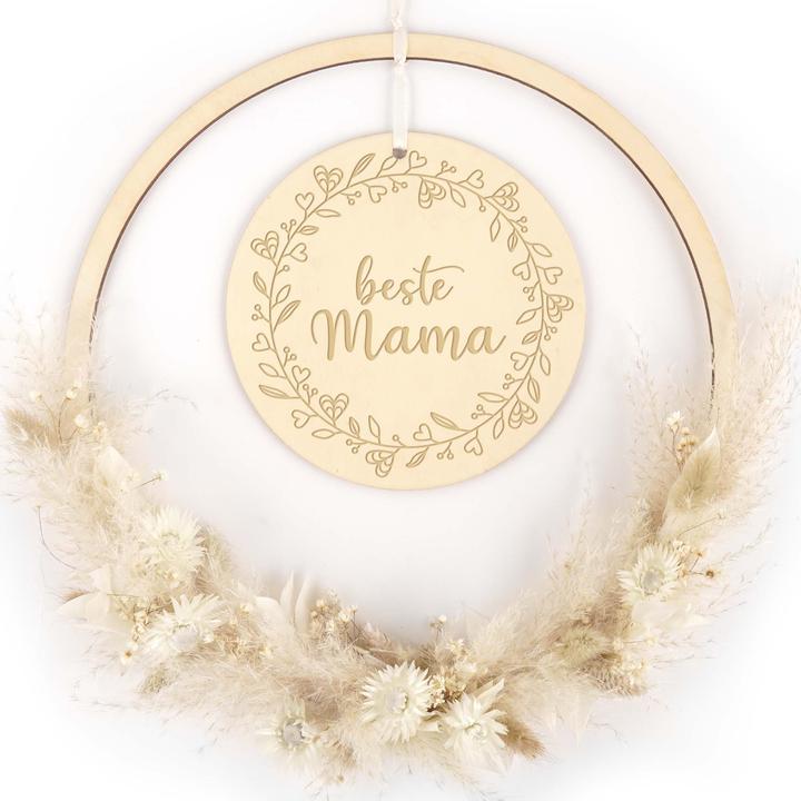 Geschenkkörbe CH Loop floreale per la festa della mamma "Best Mum", bianco (Fiori secchi)
