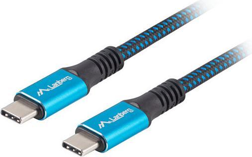 Actual product image Lanberg CA-CMCM-45CU-0012-BK USB cable USB4 Gen USB C Black, Blue (1.20 m, USB 4.0, 100 W)