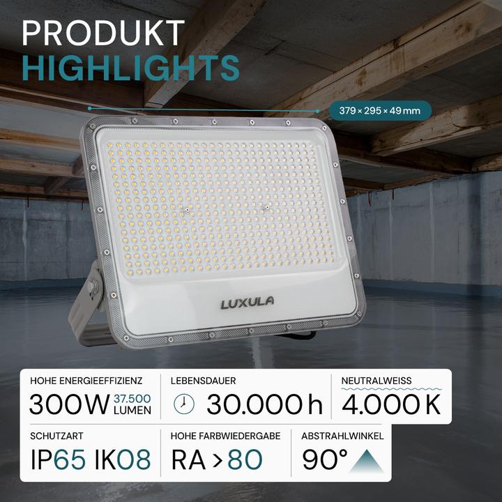 Produktbild Luxula LED-Fluter, EEK: E, 300W, 37500lm, 4000K, IP65, grau (37500 lm, IP65)