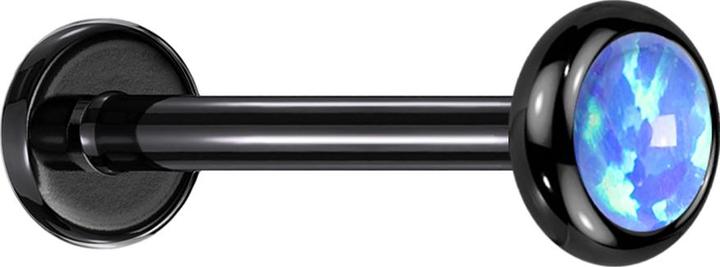 Actual product image Star Piercing Micro Labret Internal thread black Disc rounded black Opal white (Titanium, without brass)