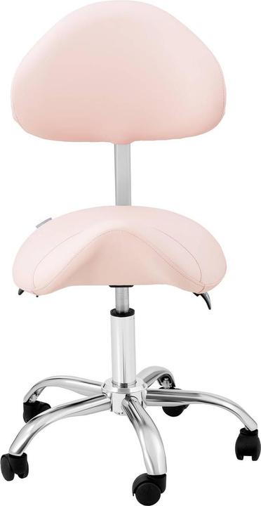 Produktbild Physa Sattelstuhl Sattelhocker mit Lehne Rollhocker Rosa, Silbern höhenverstellbar
