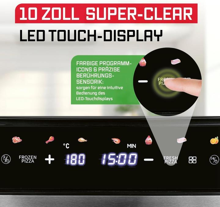 Actual product image Gourmetmaxx Air Fryer with XL Cooking Surface, 10 Programs, and Digital Display