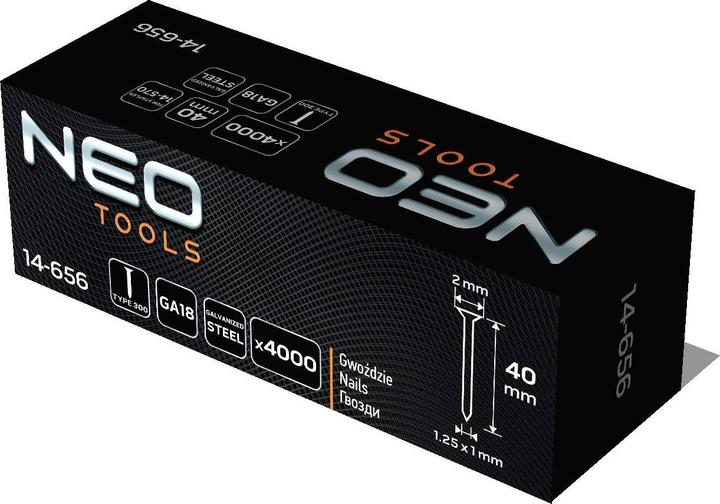 Produktbild Neo Verzinkte Nägel für pneumatischen Tacker (14-570), GA18, Typ 300 (F), Länge 40 mm, 4000