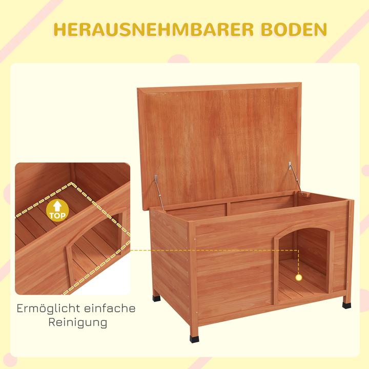 Produktbild PawHut Hundehütte Tannenholz Orange (Hundehütte)
