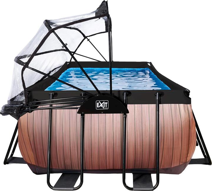 Produktbild Exit Rahmen-Pool Premium eckig 400x200x100 cm mit Sonnendach und Sandfilterpumpe (400 x 200 x 100 cm)